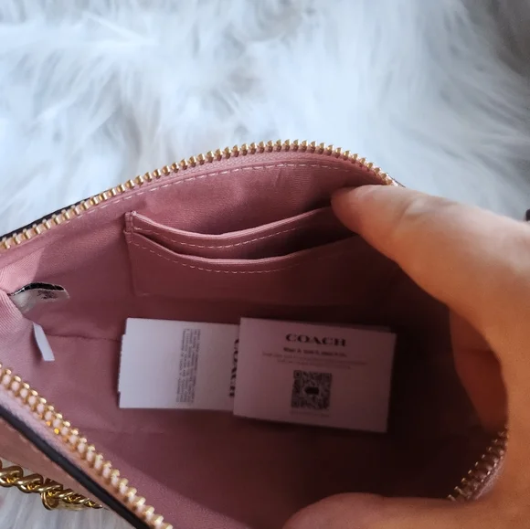 NWT Coach Nolita 19 In Signature Canvas Gold/Powder Pink CDW31